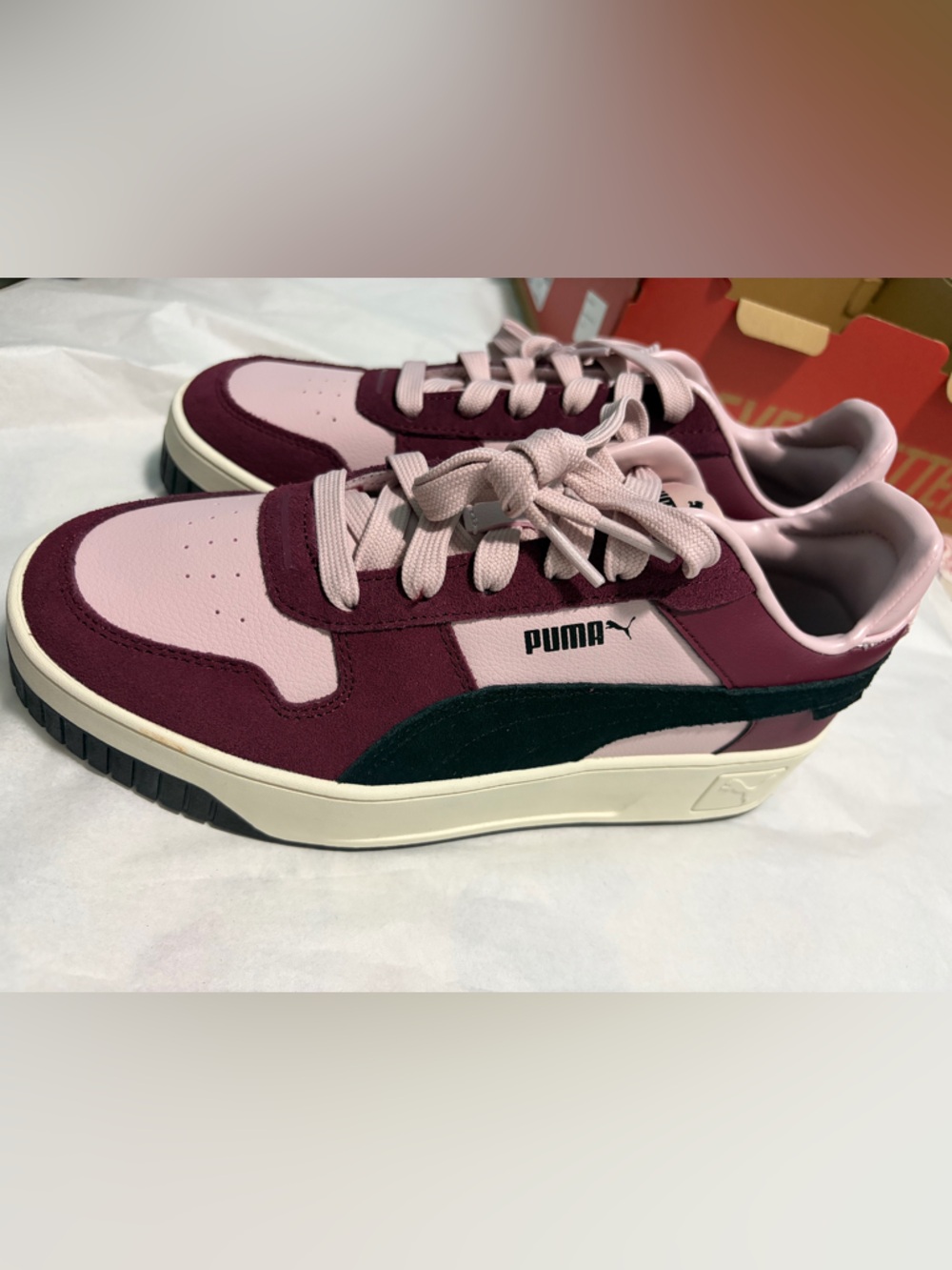 Puma Pink and Burgundy Casual Low-Top Sneakers